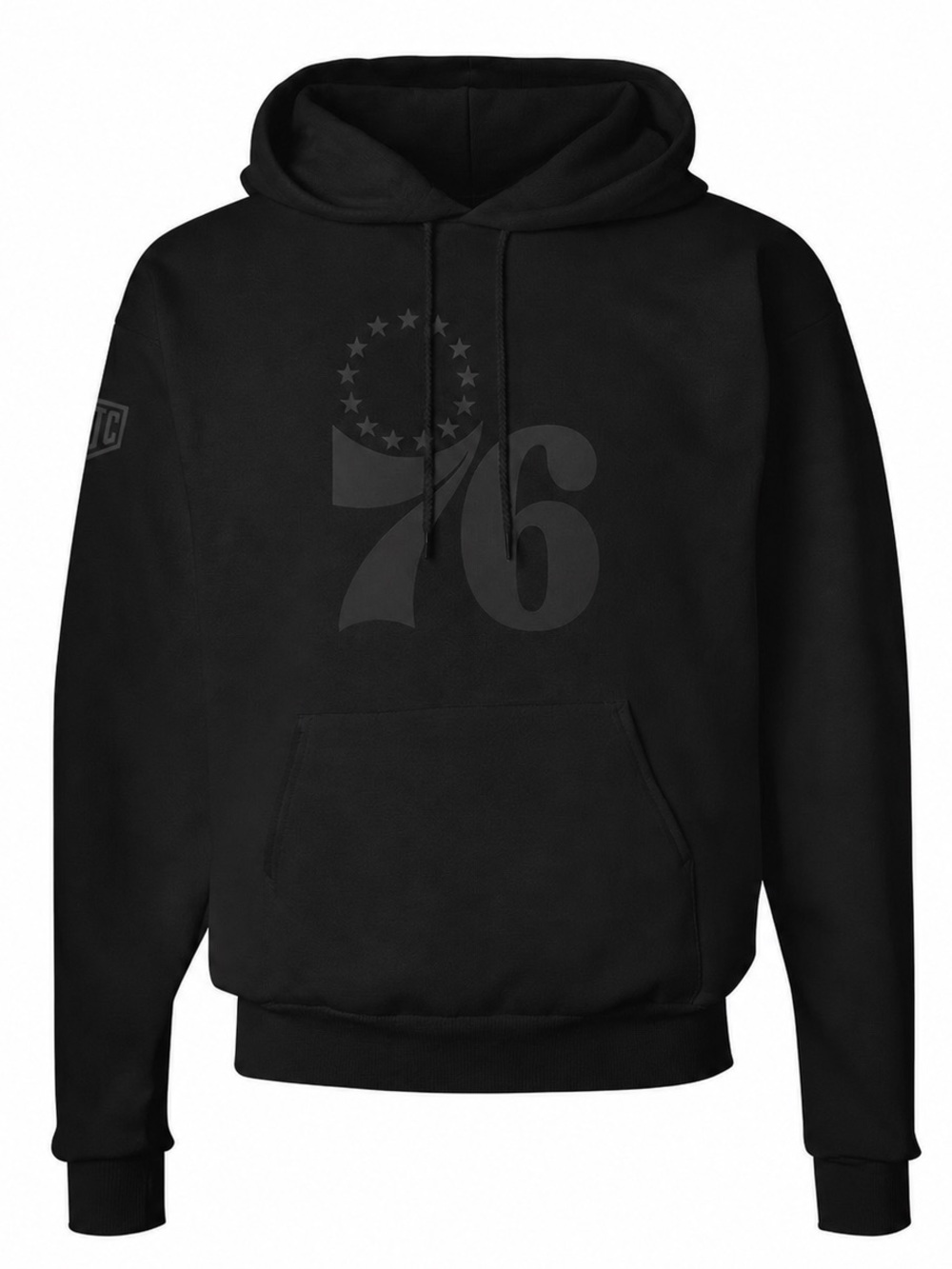 Black Men's Pullover Hoodie with 76ers Graphic S-5xl